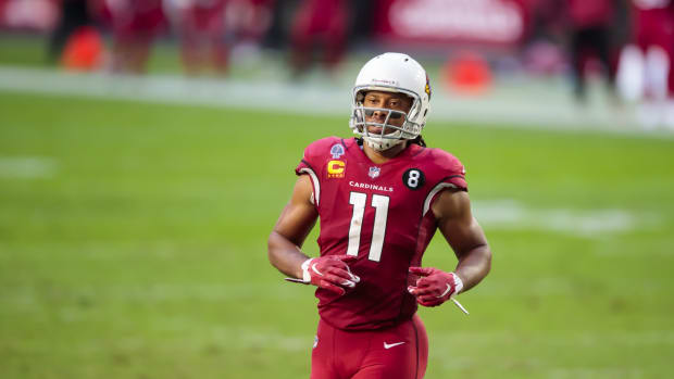 Arizona Cardinals wide receiver Larry Fitzgerald (11) against the Buffalo Bills at State Farm Stadium.